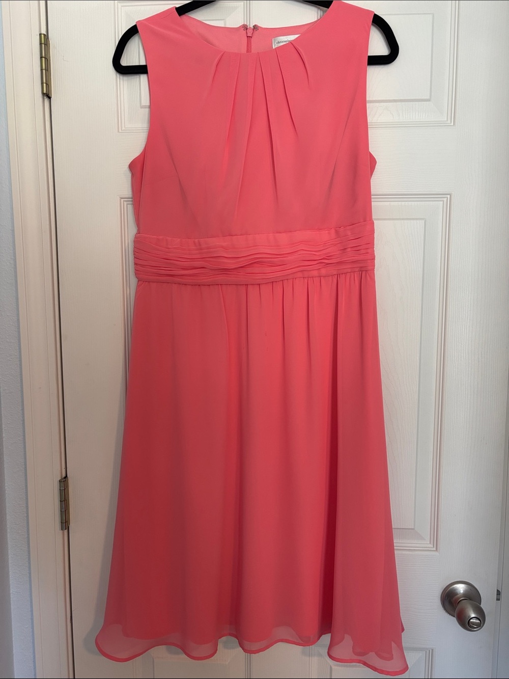Christopher & Banks Coral Pink Sleeveless Chiffon Midi Dress